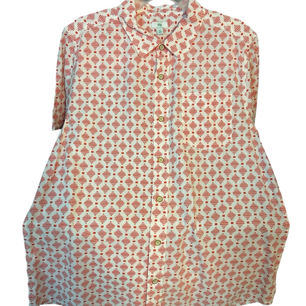 New Mens 100% Cotton Orange and White Pattern Short Sleeve ( Dip) - Picture 6 of 8